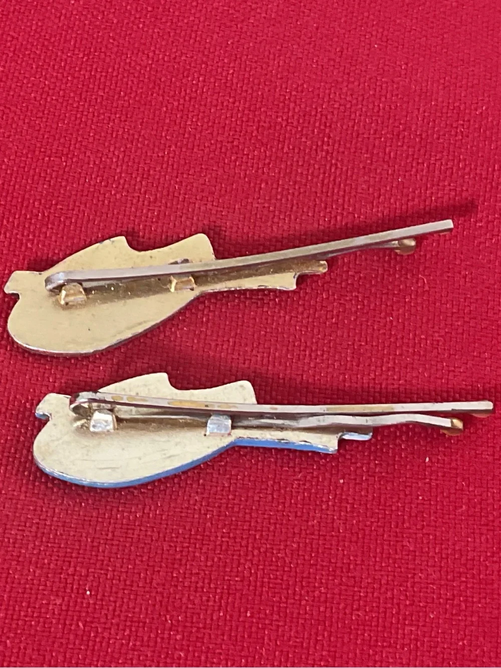 Vintage Artist Paint Palette Hair Barrettes Set of 2 Blue Enamel Paintbrush Desi